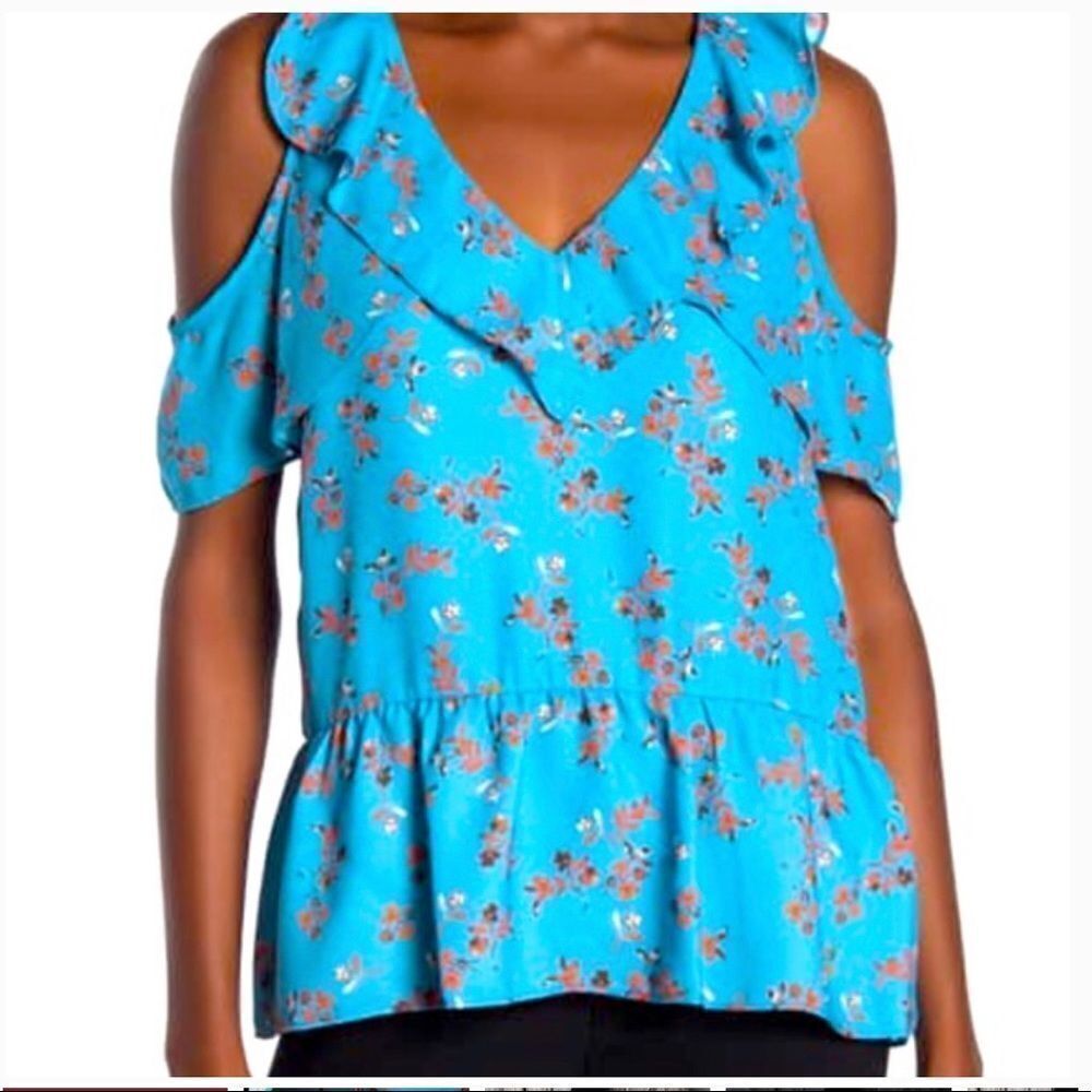 Parker Blue Floral Layered Top NWT